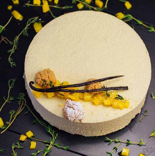 MANGO ENTREMET Hazırlayan: Fındıklı Pandispanya Marc Pauquet, Chocolate Academy Merkezi İstanbul Müdürü 250 g tereyağ 200 g şeker 100 g invert şeker 100 g fındık pralin Callebaut PRA