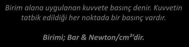 BASINÇ TANIMI BASINÇ Birim alana uygulanan kuvvete basınç denir.
