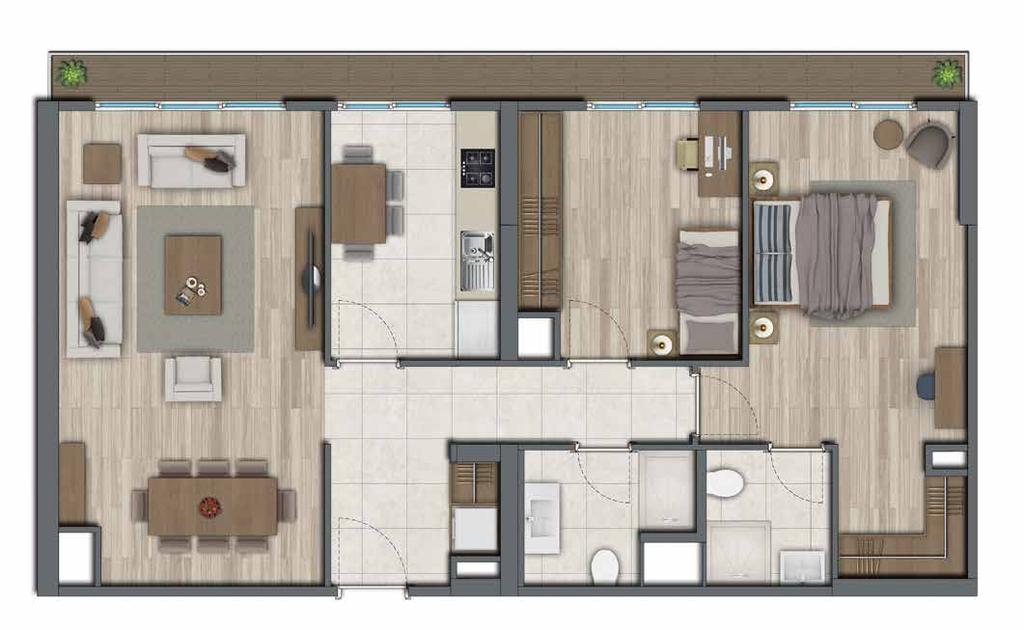 2+1 D 127 m² (Satış Alanı) F Blok 1. ve 2. Katlarda 2+1 E 86 m² (Satış Alanı) B Blok Zemin, 1. ve 2. Katlarda Giriş Holü : 4,28 m 2 Koridor : 5,56 m 2 Salon : 24,51 m 2 Mutfak : 8,30 m 2 Yatak Odası : 10,60 m 2 E.