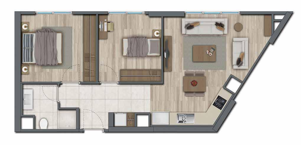 Yatak Odası : 12,02 m 2 Banyo : 4,13 m 2 Balkon: 7,56 m 2 Yatak Odası: 10,60 m 2 Mutfak: 8,30 m 2 E.