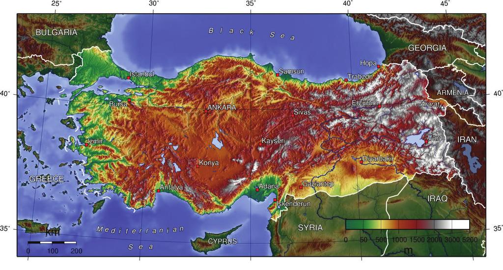 EVRENSEL İLETİŞİM Yayınları Türkiye sayısal yükselti modeli. Türkiye de Platolar Akarsular tarafından derince yarılmış düzlüklere plato adı verilir (Eski kaynaklarda yayla).