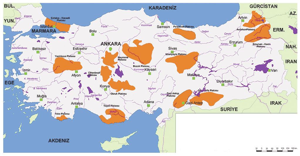 KPSS Türkiye Coğrafyası adlarıyla anılan plato basamaklarının, Anadolu nun hemen her yerinde (Kuzey Anadolu Dağlarının denize bakan yamaçları hariç) görülmesidir.