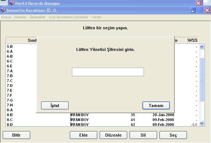 2- Ekle seçeneği sınıf eklemek içindir ve eğer okulunuzun dyned sorulusu tarafından öğretmenlerin sınıf eklemeleri yasaklanmışsa