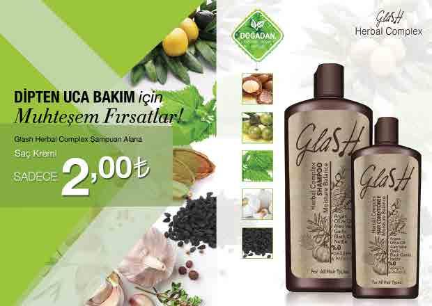 Argan Yağı GLASH Herbal Complex Şampuan Tüm Saç Tipleri Formülündeki bitkisel karışım ile saçlarınızı güçlendirir ve arındırır, nazikçe temizler. Saçlarınızı dış etkenlere karşı korumayı hedefler.