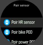 Suunto Spartan Trainer Wrist HR ürünü, aşağıdaki POD ve sensör türlerini desteklemektedir: Kalp atış hızı Bisiklet Güç Ayak NOT: Uçak modu açıksa, herhangi bir aygıtı eşleştiremezsiniz.