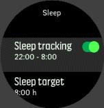 2. SLEEP TRACKİNG (UYKU TAKİBİ) seçeneğini etkinleştirin. 3. Normal uyuma planınıza göre yatma ve uyanma saatlerini ayarlayın. Son adım uyku saatinizi belirler.