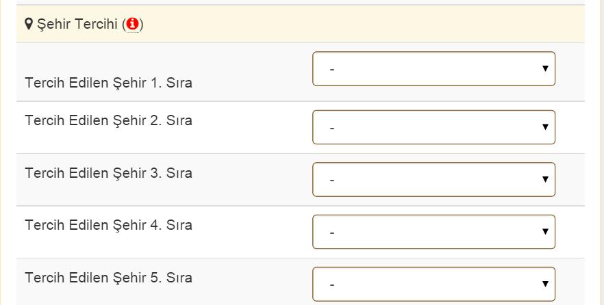 6.5. Staj Tercihi (Şehir Sıralama) Öğrencilerin sıralama yaptıkları işletmelere yerleştirilememesi durumunda staj yerleştirme işlemi tercih edilen şehirlere göre yapılmaktadır.