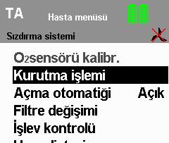 6.2.2 Hortum sisteminin terapi cihazı ile kurutulması Basınç ölçme hortumuna bir defa yanlışlıkla su kaçmış olduğunda, sızdırma hortum sisteminin terapi cihazı aracılığıyla kurutulması gereklidir.