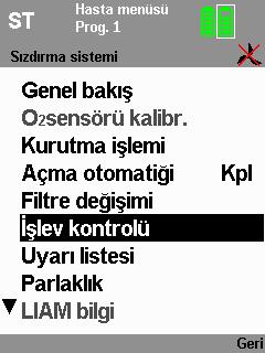 7.2.1 Akış ölçümünün veya akış sensörlerinin/basınç sensörlerinin kontrol edilmesi (Sızdırma sistemi) Bilgi: Akış sensörlerinin/basınç sensörlerinin işlev kontrolü sadece bekleme modunda