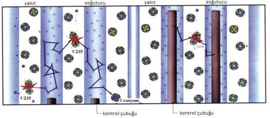 12 Şekil 2.2. Nötronların kontrol çubukları ile tutulması 2.5.