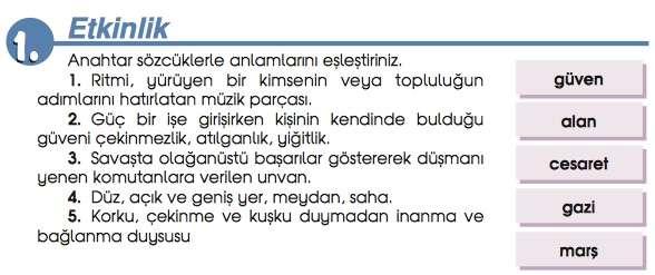 bilinmesi söz konusudur. Bu bakımdan 4S.1K.1T.17E kodlu etkinlik kavramsal bilgi grubuna dâhildir.