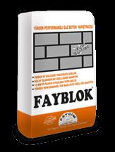 TANIM FAYBLOK, çimento esaslı, elyaf takviyeli, gaz beton, bims örgüsünde kullanılan yüksek performansa sahip yapıştırıcıdır.