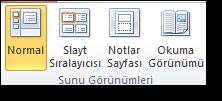 2.5.2.Araç çubuklarını gizleme PowerPoint te araç çubuklarını (şeriti) göstermek/gizlemek için aşağıdaki seçeneklerden biri kullanılabilir. 1.