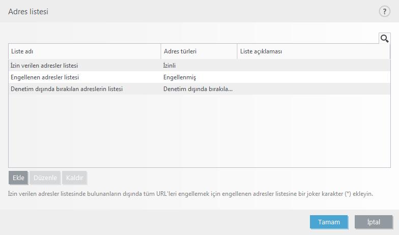 listeyi etkinleştirmek için Liste etkin öğesini seçin. Geçerli listedeki bir adrese girilirken bildirim almak istiyorsanız Uygulanırken bildir seçeneğini etkinleştirin.