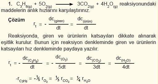 Formüldeki rort, reaksiyonunun ortalama hızını, r(t) ise