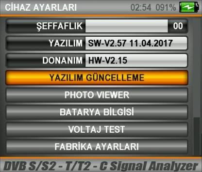 YAZILIM ve FREKANS VERİTABANI GÜNCELLEME: Cihazınızdaki KANAL LİSTESİNİ USB ye kaydedebilirsiniz.