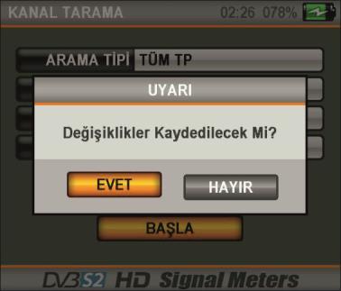 Karşımıza gelen ekranda sinyal seviyelerini görebilirsiniz. Sinyal seviyelerinin en yüksek değerlerde olduğunu kontrol edebilirsiniz. LEVEL tuşuna basarak detaylı ekranda seviyeleri görebilirsiniz.