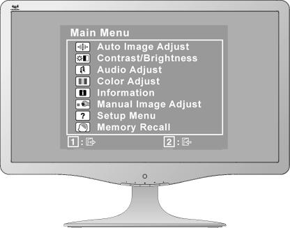 Ekran Görüntüsünün Ayarlanması Ekranda gösterilen OSD kontrollerini görüntülemek ve ayarlamak için ön kontrol panelinde bulunan düğmeleri kullanın.