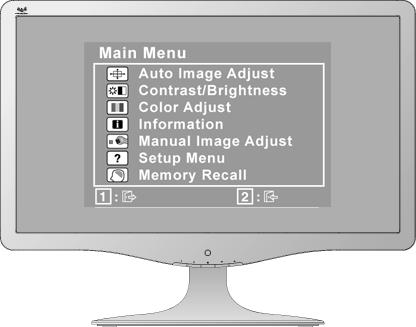 VA1931wa Ana Menü OSD kontrolleri ile birlikte Ön Kontrol Paneli aşağıda ayrıntıları ile birlikte gösterilmektedir Vurgulanan kontrol için kontrol ekranını gösterir.
