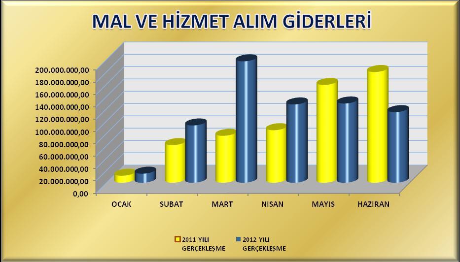 2012 yılında Mal ve Hizmet Alım Giderleri aylar itibariyle