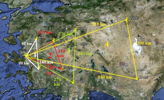 CAVD (Burdur), KAMN (Karaman) ve ANRK (Ankara) noktaları kullanılmıģtır. Elde edilen sonuçlar grafikler ile gösterilmiģ ve sonuçlar yorumlanmıģtır.