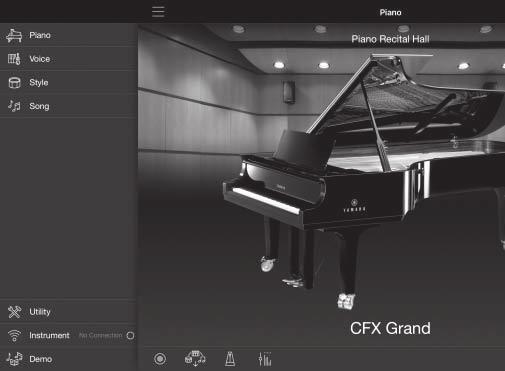 Bağlantıya genel bakış Smart Pianist akıllı cihaz uygulamasını başlatın ve aşağıdaki gibi kullanın.