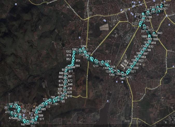 Otobüsün test edildiği güzergahın toplam mesafesi 22 km olup, tur süresi yaklaşık