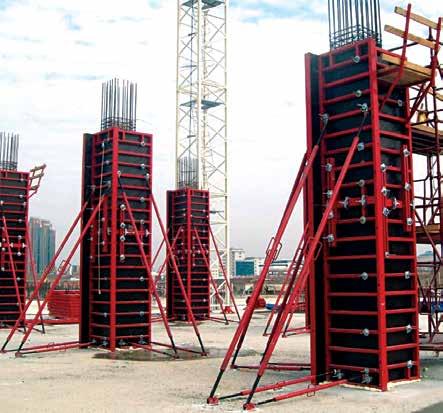 GOLDPAN AYARLANABİLİR KOLON VE PERDE KALIBI / GOLDPAN ADJUSTABLE COLUMN-WALL FORMWORK SYSTEM Malzeme istenilen yere ön montajsız kullanıma hazır vaziyette getirilir.