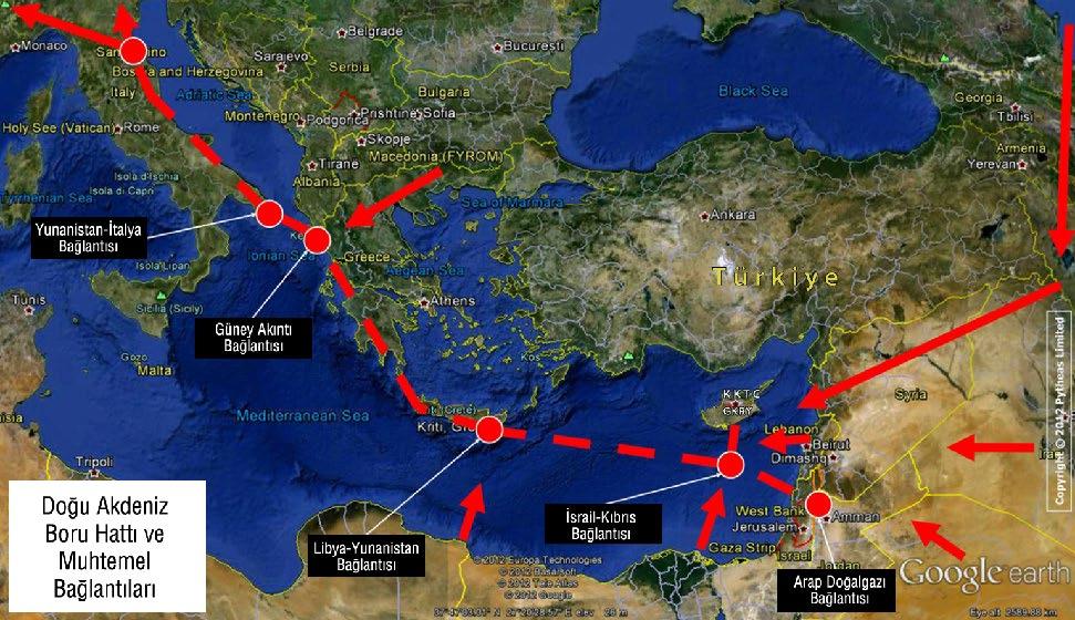 DOĞU AKDENİZ DOĞALGAZI İÇİN MUHTEMEL GÜZERGAHLAR bu konu hakkında herhangi bir fikir birliği sağlanamamakla beraber ülkeler arası görüşmelerde birçok plan ve proje gündeme gelmektedir.