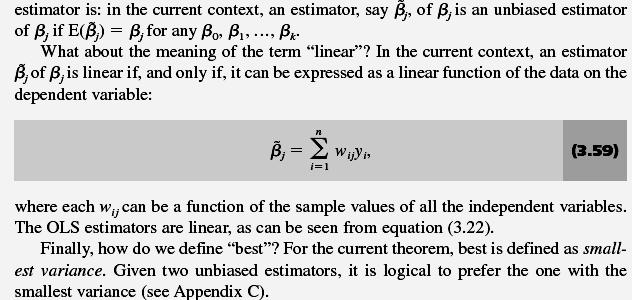 BLUE 73 Gauss-Markov teoremi Gauss-Markov teoreminin önemi şuradan gelmektedir: Eğer varsayım MLR.1-MLR.