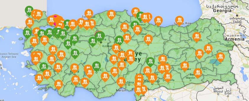 Satış Sonrası Hizmetler Türkiye nin 7 coğrafi bölgesinde, montaj ve