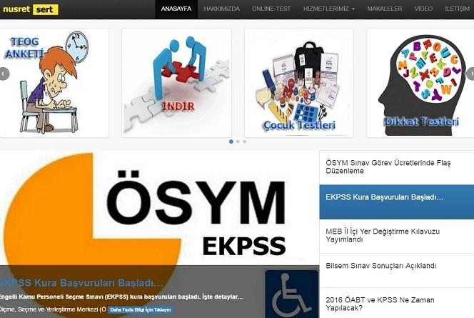 ONLINETEST SAYFASINA GİRİŞ Anasayfamızın Üst Menü kısmında ONLİNETEST sekmesine