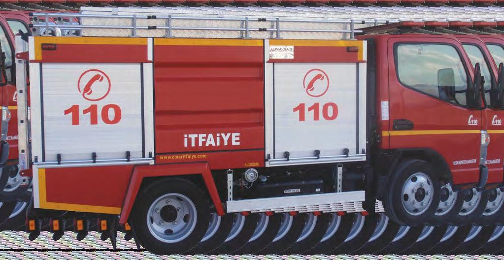 İTFAİYE ARAÇLARI Fire Fighting Vehicles CNR - FF03 İKL MÜDAHELE ARACI Fast Intervention Vehicle İLK MÜDAHALE ARACI CNR-FF03 Tip Şase Karoser Su Tankı Köpük Tankı İlk Müdahale Aracı En az 7,500 kg.