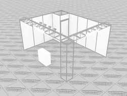 Özellikleri / Stand Specification * KDV : %18 / VAT: 18% Panel stand duvarları Uzay çatı konstrüksiyonu Her 3 m2 de 1 adet 100 w luk