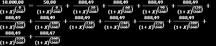 X = Yıllık % 13,7504347849644 Olarak Hesaplandığında Eşitliğin Her İki Tarafı da 10.
