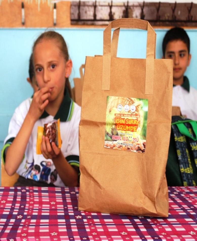 Okullarda kuru üzüm dağıtım programı uygulanmaktadır.