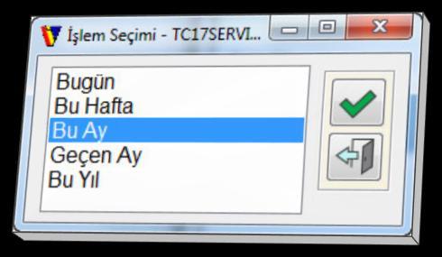 Tarih sahalarında Aşağı () ok tuşu ile bir önceki gün veya Yukarı () ok tuşu