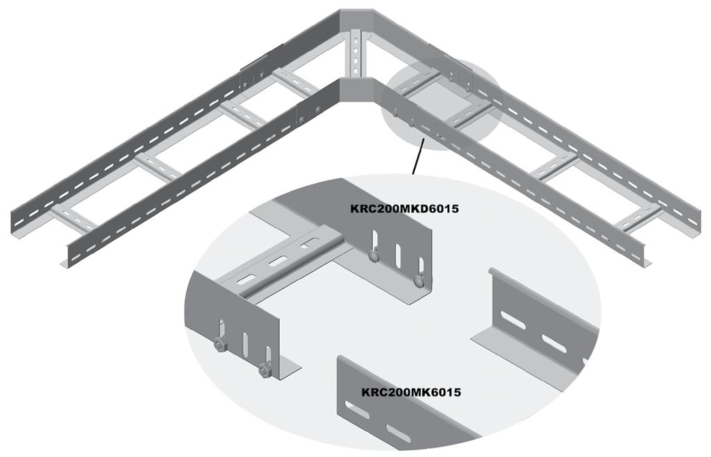 Kablo Taşıma Sisemleri / Cable Managemen Sysems YATAY DÖNÜŞLER HORIZONTAL BENDS (mm) (mm) (kg/ad) KRC100MKD15 100 1.5 1,339 KRC1MKD15 1 1.5 1,600 KRC200MKD15 200 1.5 1,862 KRC2MKD15 2 1.