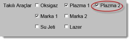 İstasyon Yapılandırması ekranında hem Plazma 1 hem de Plazma 2 kullanılmaktadır çünkü HPR ve HSD plazma kaynakları farkı kesme işlemleri ve sarfiyatlar kullanır.