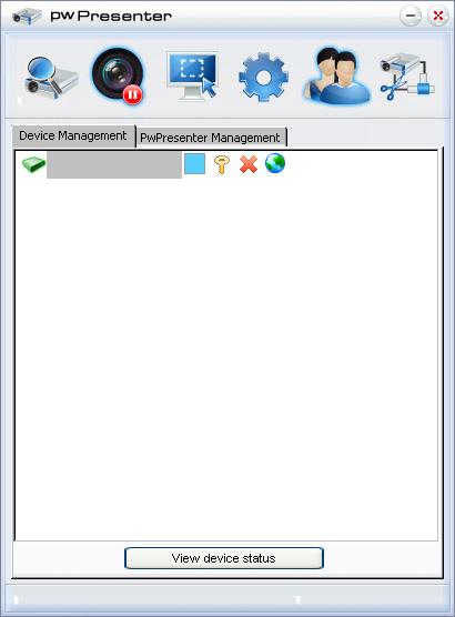 6. Network Display Management (Ağ Görüntü Yönetimi) Device Management (Cihaz Yönetimi)'ni ve pwpresenter Management (pwpresenter Yönetim) bilgisini görüntüler.