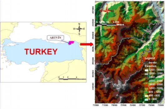YÖNTEM Çalışma alanı Bu çalışma; 2006-2008 yılları arasında yapılmış olup Türkiye nin Kuzeydoğusunda, Artvin ilinin 30 km batısında yer alan Hatila Vadisi Milli Parkı (41 51' N, 41 06' E) doğal ve
