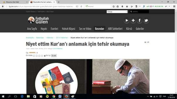 d. 9 Mayıs 2014 tarihindeki Zaman Gazetesinde çıkan Niyet ettim Kur an ı anlamak için tefsir okumaya başlıklı yazıda Tefsir ilmiyle tanışmak için tavsiye edilen 4 kitaptan biri Ömer Pakiş in