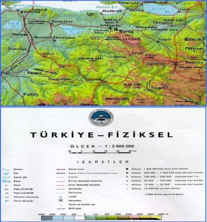 1. KENTİN ÜLKE VE BÖLGESİNDEKİ YERİ 1.1. Bursa Kentinin Ülke ve Bölge İçindeki Konumu Bursa İli, Türkiye nin kuzeybatısında, Marmara Bölgesinin, Güney Marmara Bölümü ile Ege Bölgesinin İç Batı