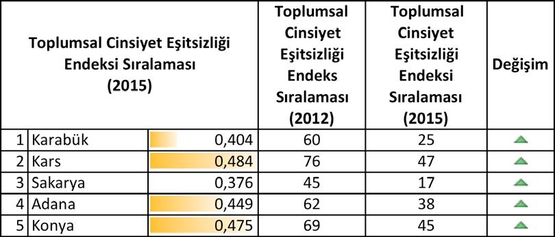 Toplumsal cinsiyet eşitsizliği sıralaması en