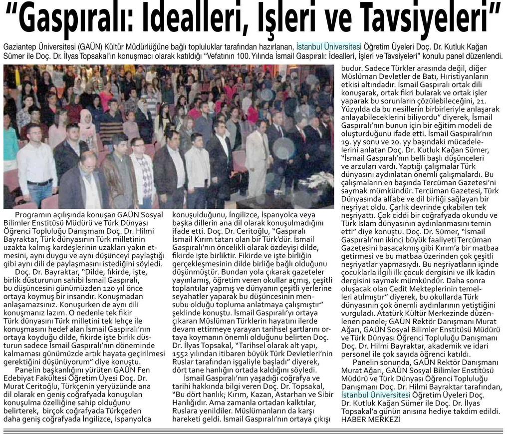 'GASPIRALI: IDEALLERI, ISLERI VE TAVSIYELERI' Yayın Adı :