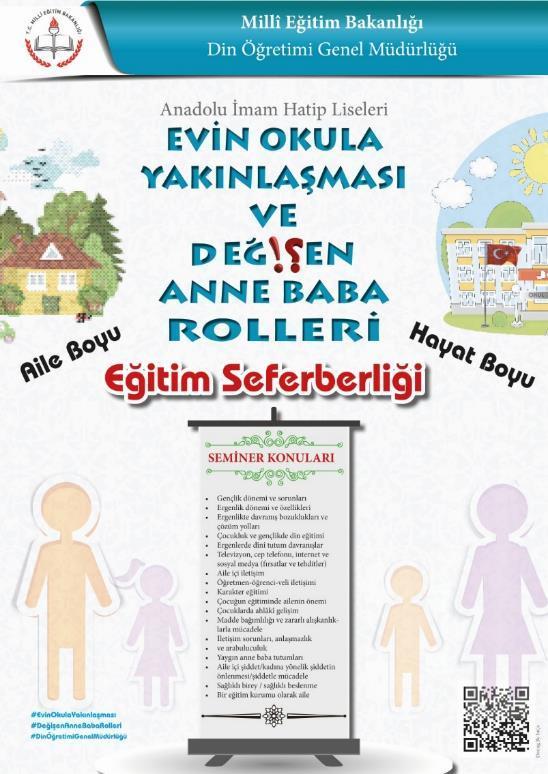 Evin Okula Yakınlaşması ve Değişen Anne Baba Rolleri Gençlik dönemi ve sorunları Ergenlik dönemi ve özellikleri, ergenlikte davranış bozuklukları ve çözüm yolları Çocukluk ve gençlik döneminde din