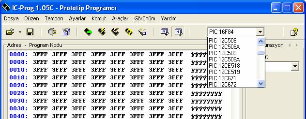 Bunu için daha önceden belirleyeceğimiz 4 adet PIC çeşidine CTRL + F1 den CTRL + F4 e kadar kısa yol oluşturabilmek mümkündür.