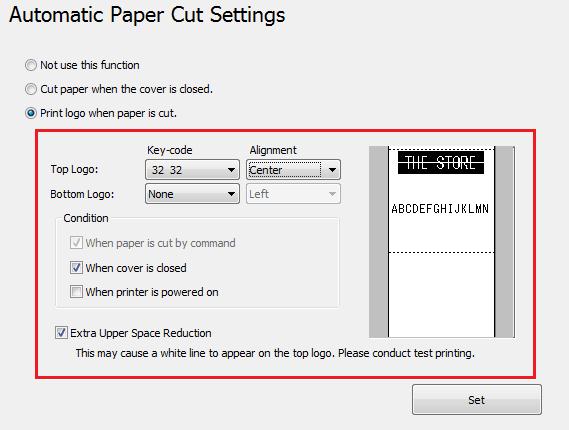 TM-T88V Utility B Kontrol etmek istediğiniz öğeye tıklayın. Not use this function (Bu işlevi kullanma) Cut paper when the cover is closed. (Kapak kapatıldığında kağıdı kes.