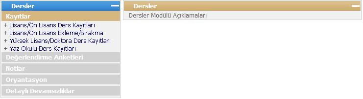 Resim 1: Yazokulu Ders kayıt ekranına giriş II.I. Yaz okulu Ders Kayıt Ekranı ve Açıklamaları Yazokulu Ders kayıt ekranı aşağıda belirtilen bölümlerden oluşmaktadır.