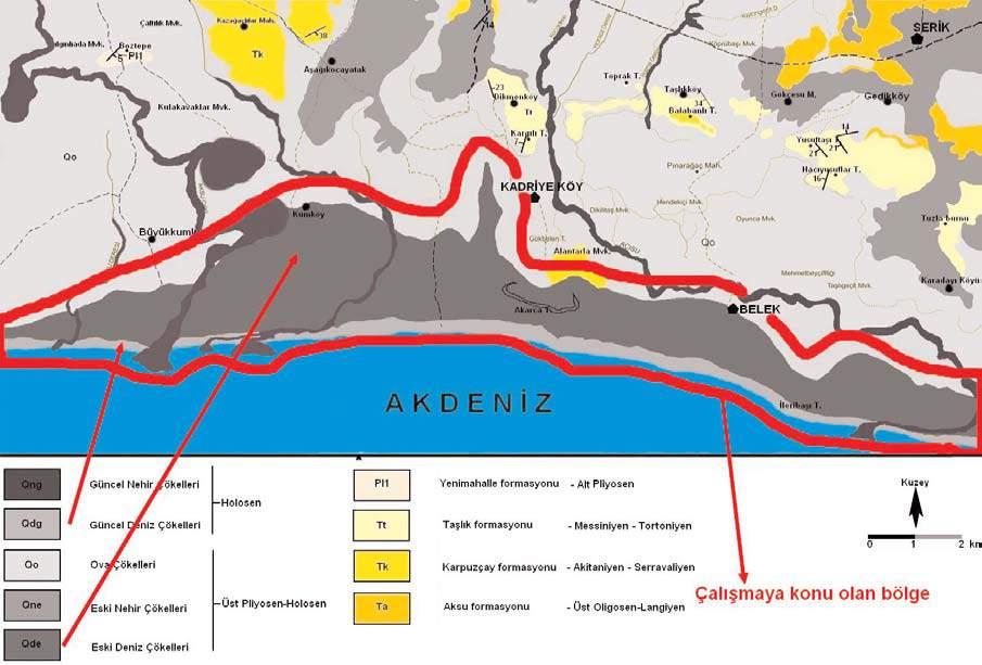 Parlar ve Görmüþ Þekil 2. Ýnceleme alanýnýn jeoloji haritasý (Þenel, 1997'den deðiþtirilerek alýnmýþtýr). Figure 2. Geological map of the study area (modifed from Þenel, 1997). Þekil 3.